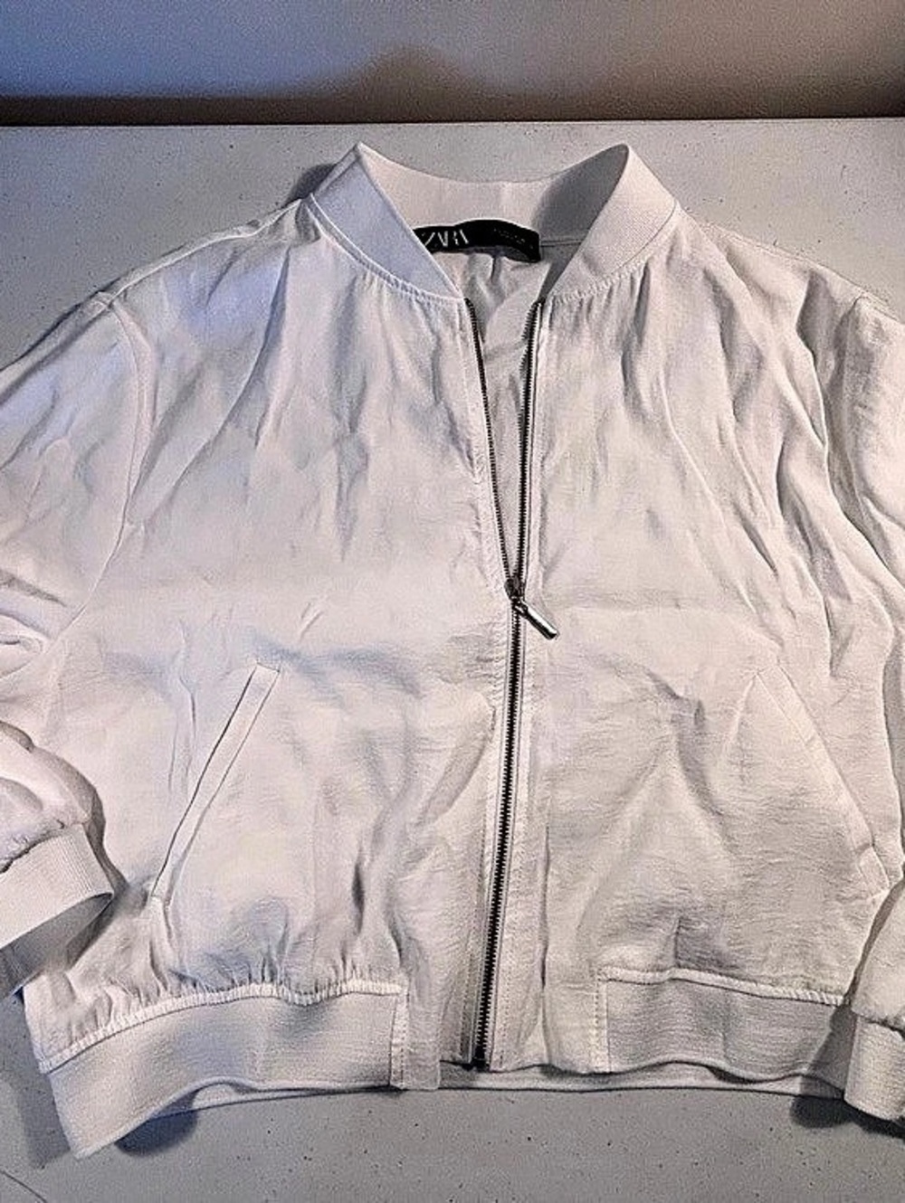 Zara White Bomber Jacket